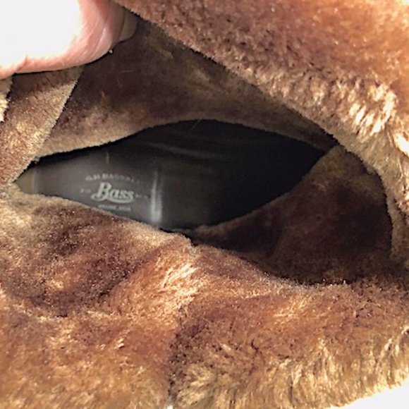 Bass Leather Brown fur ankle boots Sz 10M - Picture 5 of 6